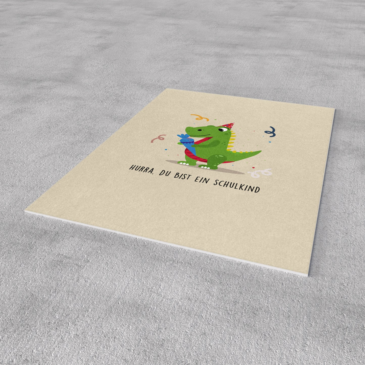 Postkarte - Einschulung - Dino mit Schultüte - Nr. 91