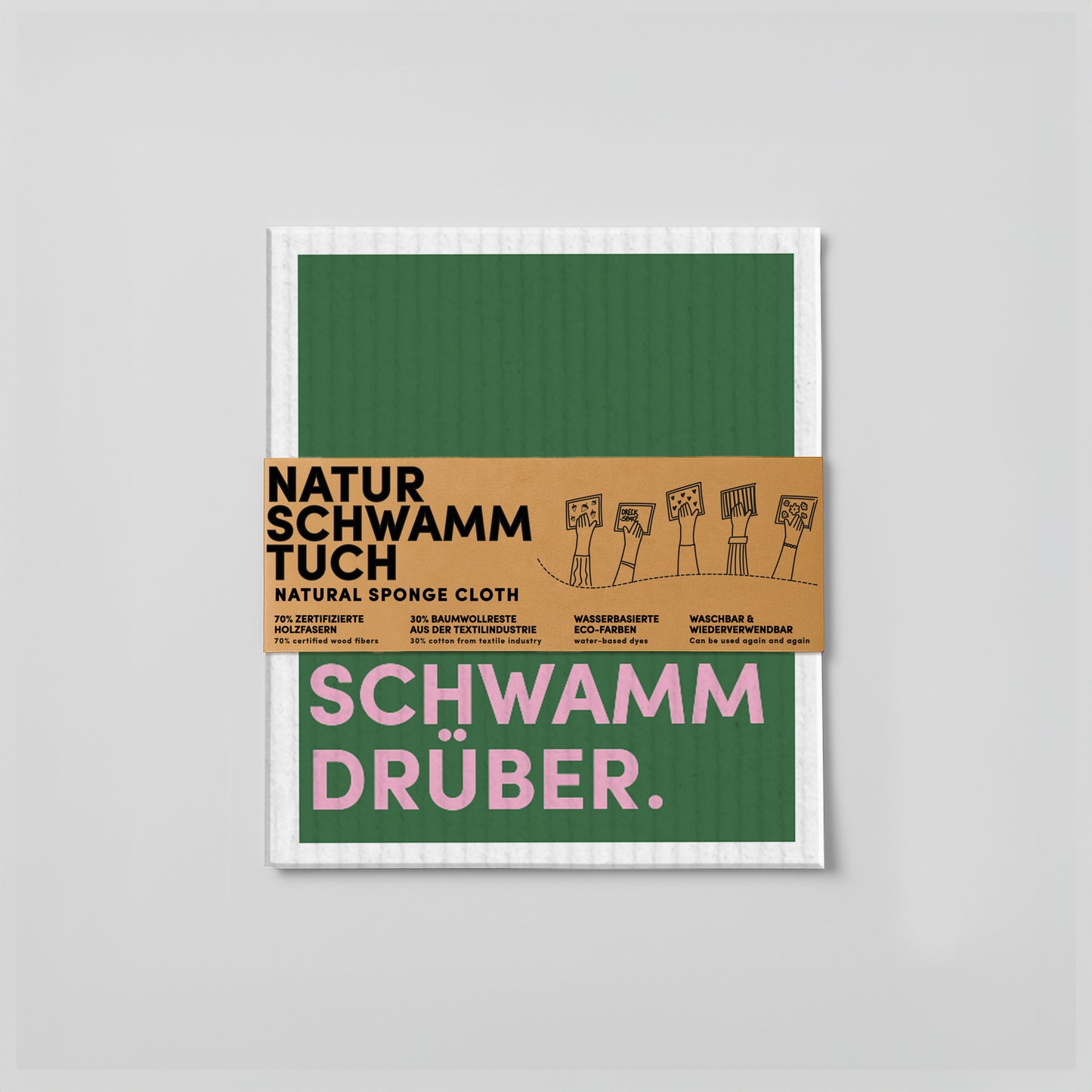 Schwammtuch - Naturschwammtuch - Spruch - Schwamm drüber - Nr. 12