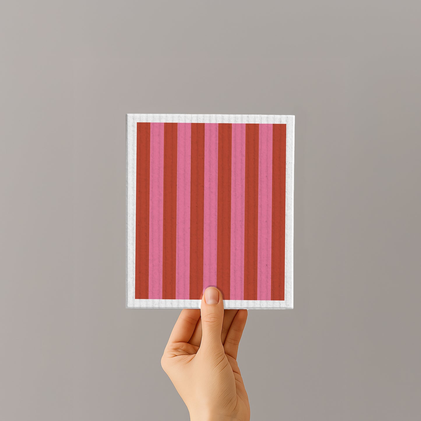 Schwammtuch - Naturschwammtuch - Streifen - Rot/Rosa - Nr. 7