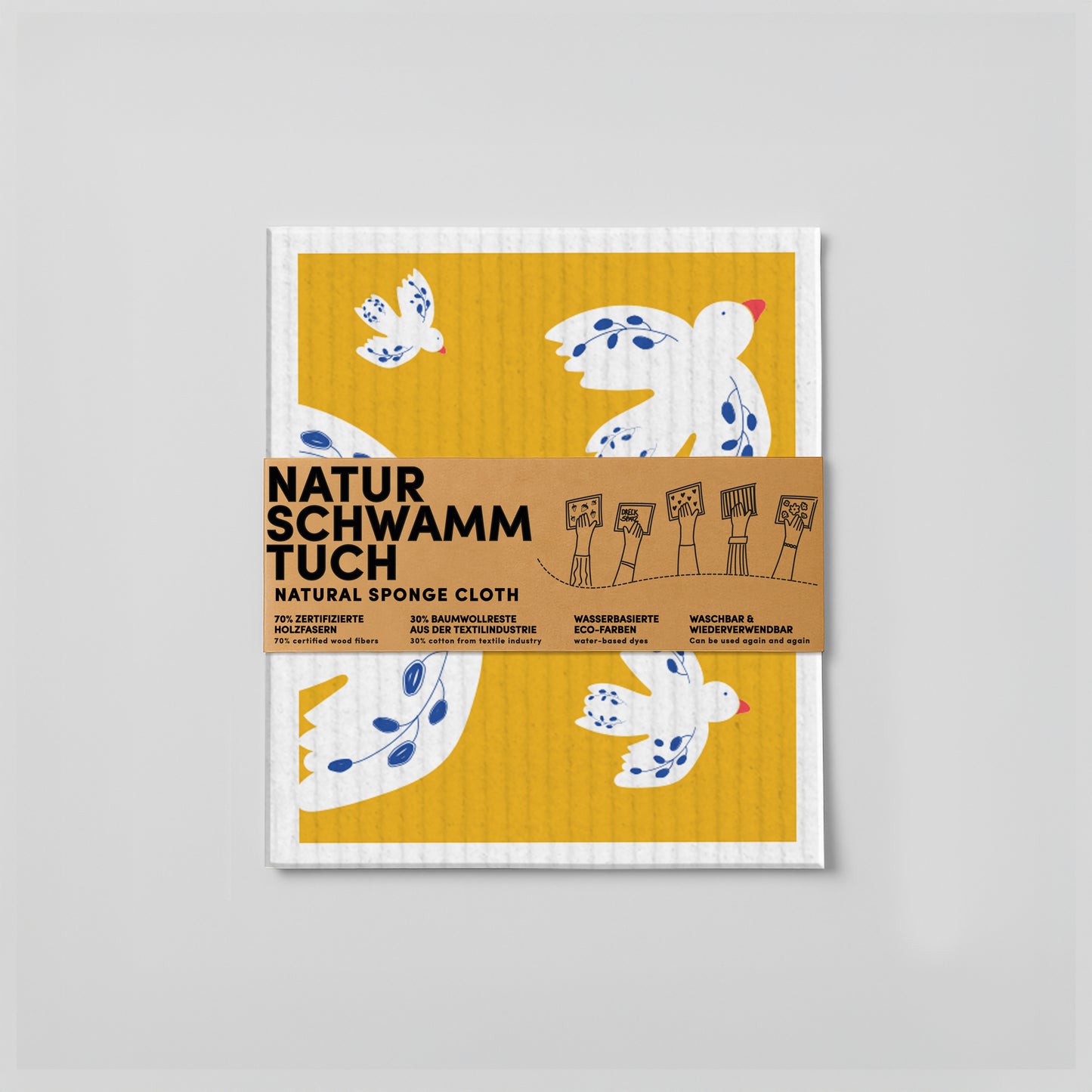 Schwammtuch - Naturschwammtuch - Vögel - Nr. 1