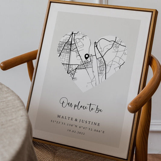 Personalisierte Map - Kleines Herz - "Dort, wo alles begann." - Naturbedacht kaufen