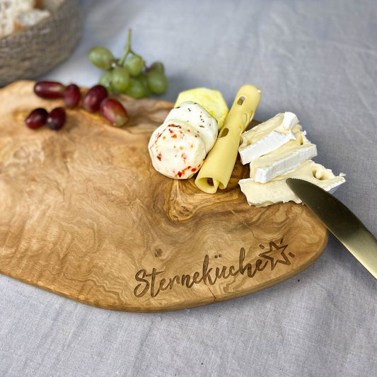 Personalisiertes Schneidebrett aus Olivenholz - Sterneküche - Naturbedacht kaufen