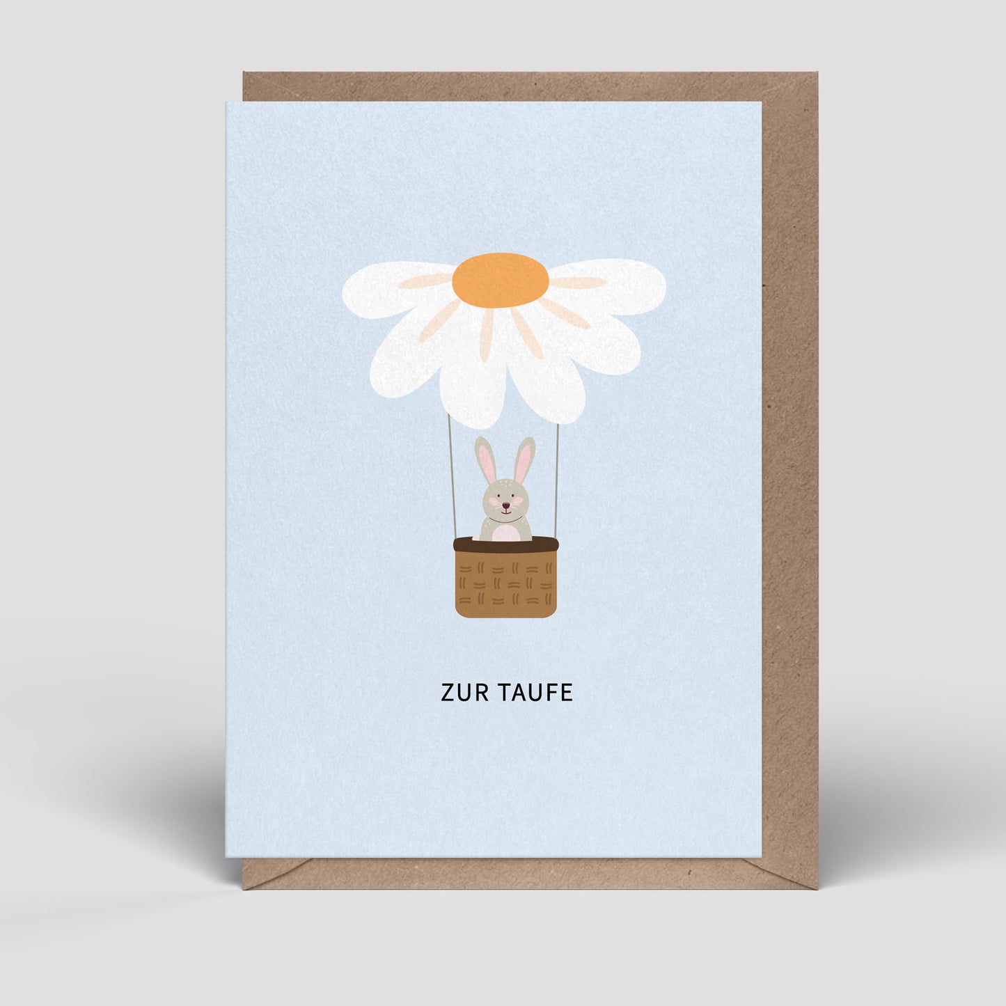 Klappkarte - Taufe - Hase im Ballon - Nr. 276