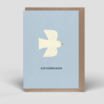 Kommunion-Klappkarte mit Taubenmotiv und Aufdruck „Zur Kommunion“
