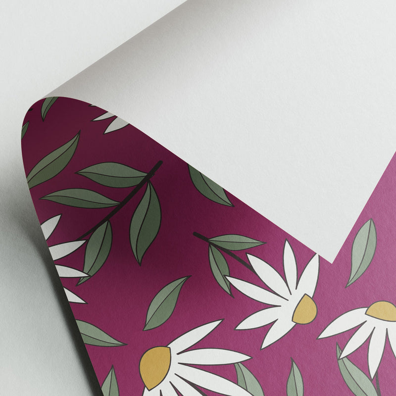 Geschenkpapier - Blumen - Magenta Hintergrund - Nr. 240