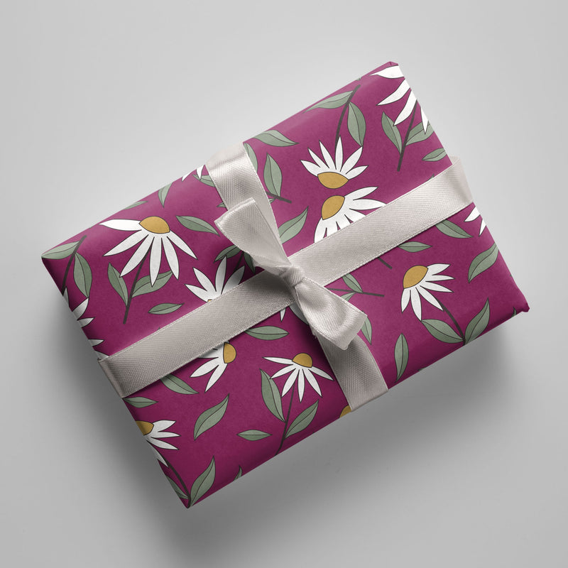 Geschenkpapier - Blumen - Magenta Hintergrund - Nr. 240