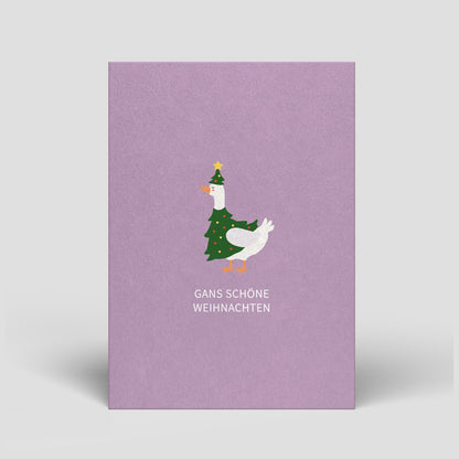 Weihnachtskarte - Gans mit Baumkleid - Nr. 335