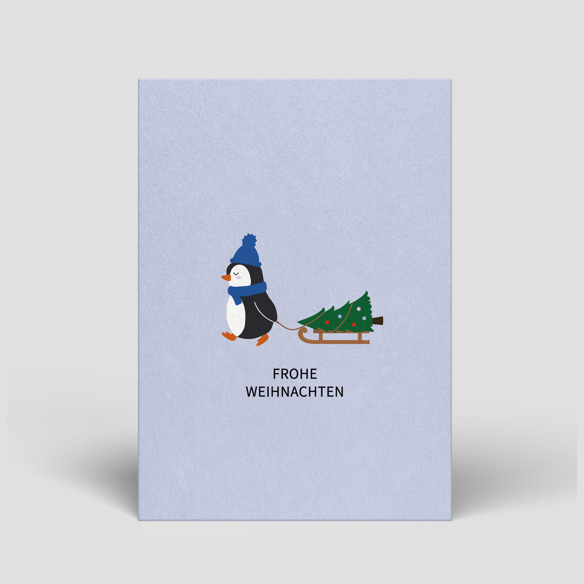 Weihnachtskarte - Pinguin mit Schlitten - Nr. 338