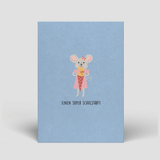 Postkarte - Einschulung - Maus mit Schultüte - Nr. 92