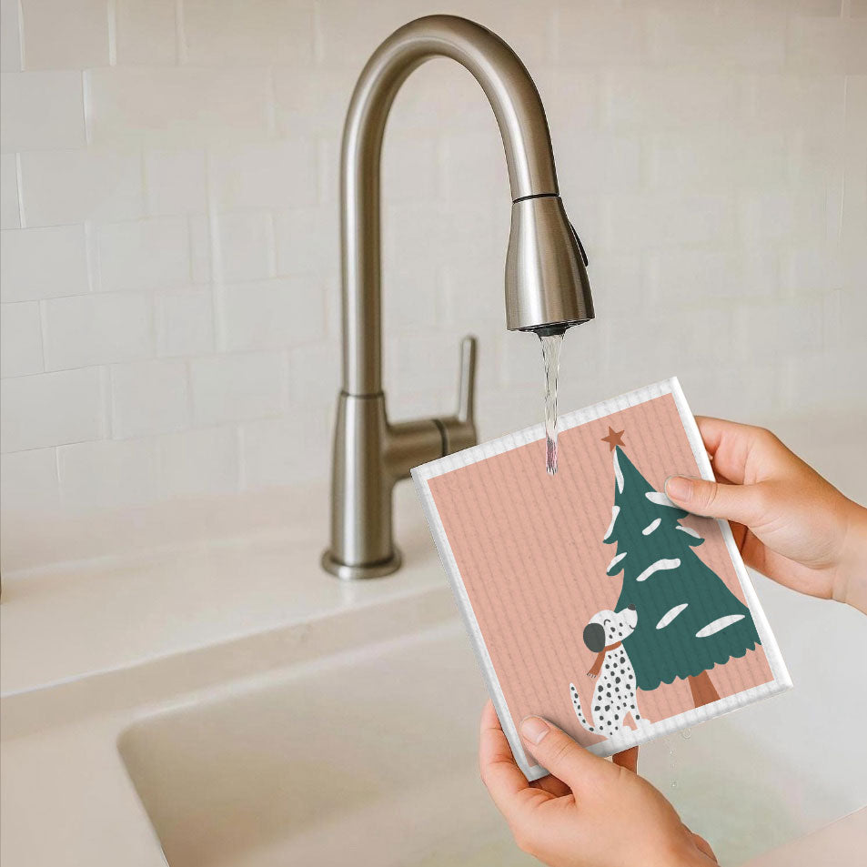 Naturfaser-Schwammtuch - Illustriertes Weihnachtsmotiv - Nr. 14