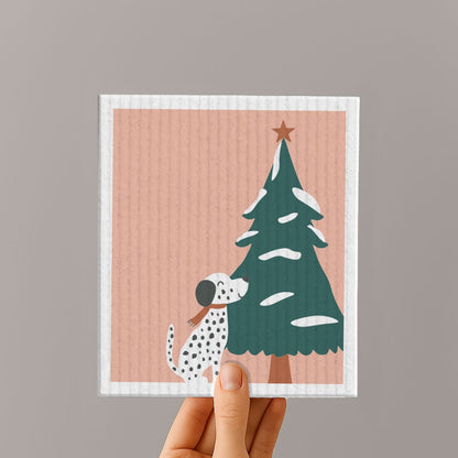 Naturfaser-Schwammtuch - Illustriertes Weihnachtsmotiv - Nr. 14