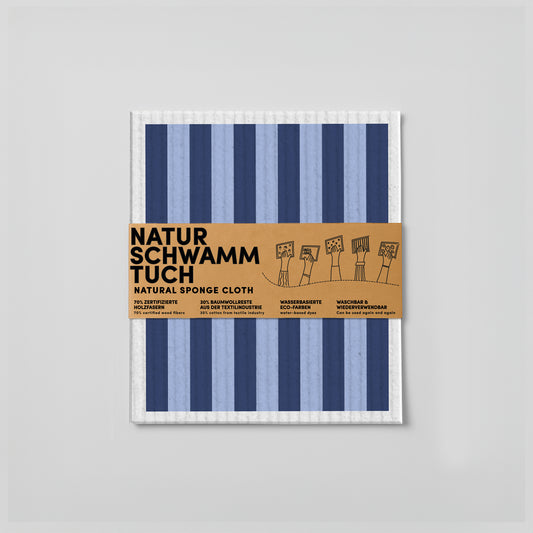 Schwammtuch - Naturschwammtuch - Streifen - Blau - Nr. 8