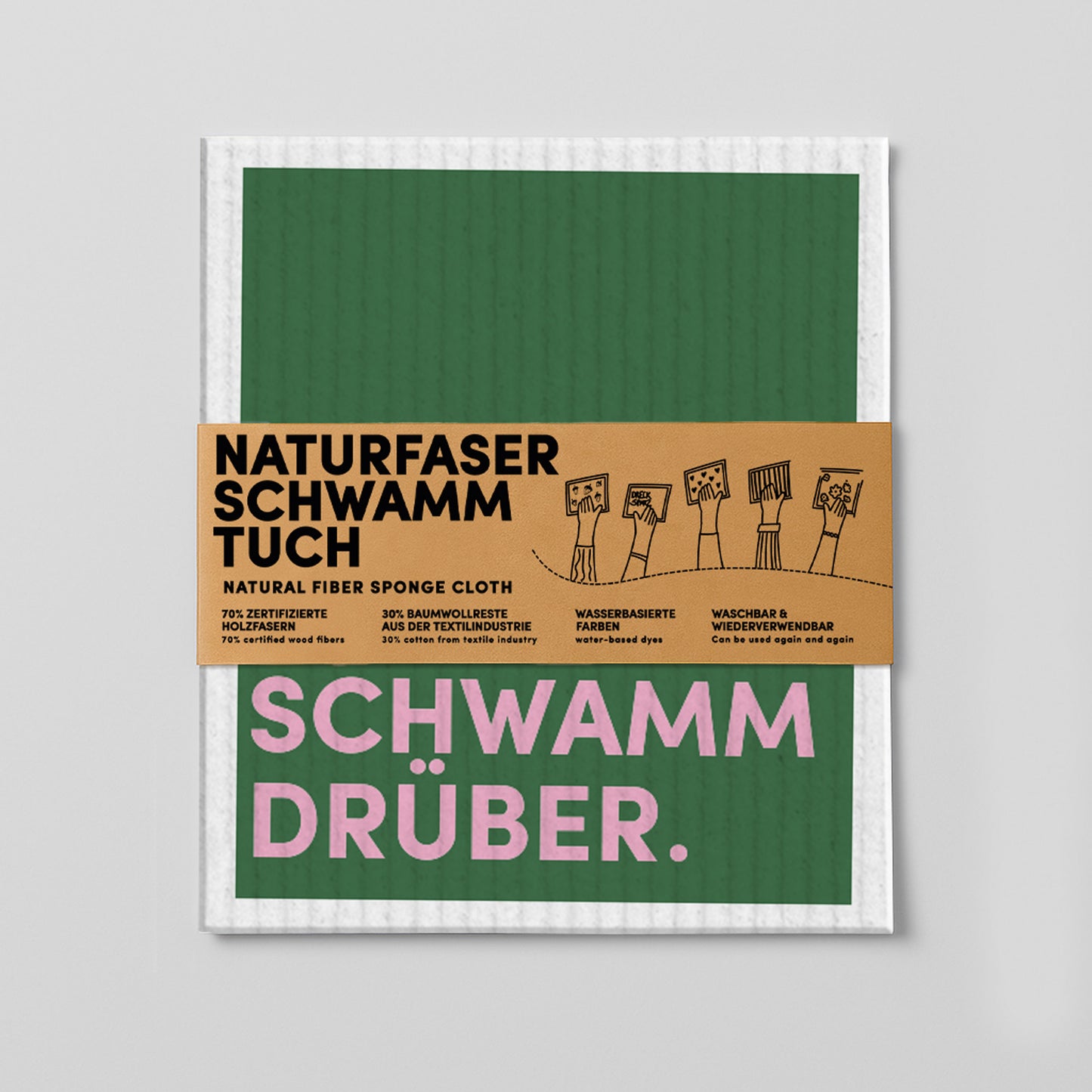 Schwammtuch - Naturschwammtuch - Spruch - Schwamm drüber - Nr. 12