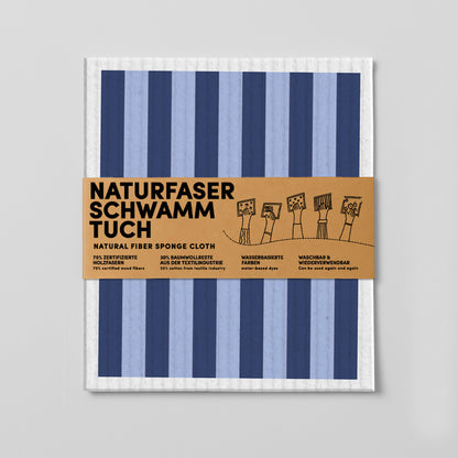 Schwammtuch - Naturschwammtuch - Streifen - Blau - Nr. 8