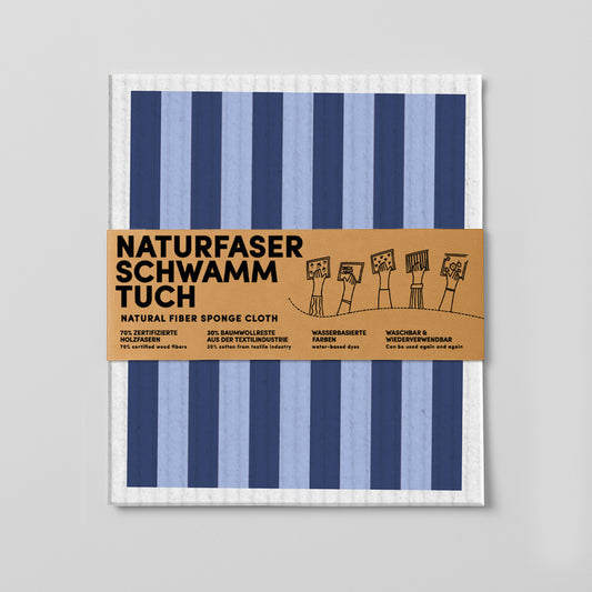 Schwammtuch - Naturschwammtuch - Streifen - Blau - Nr. 8