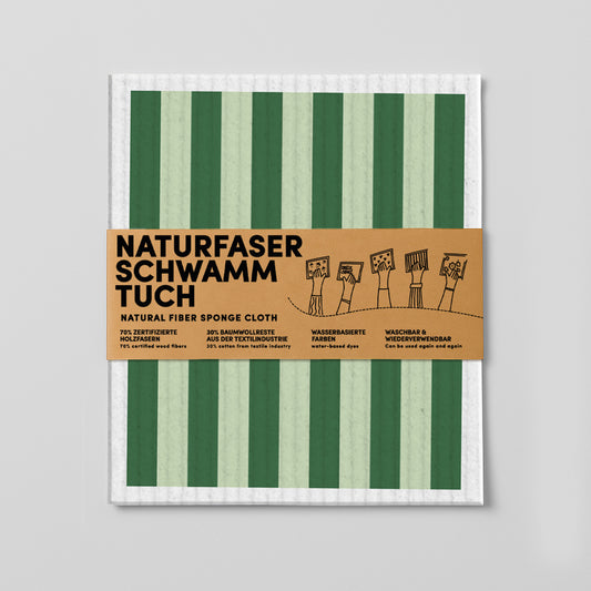 Schwammtuch - Naturschwammtuch - Streifen - Grün - Nr. 6