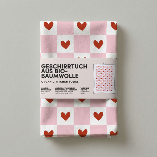 Geschirrtuch Bio-Baumwolle - Herzen - Nr. 9