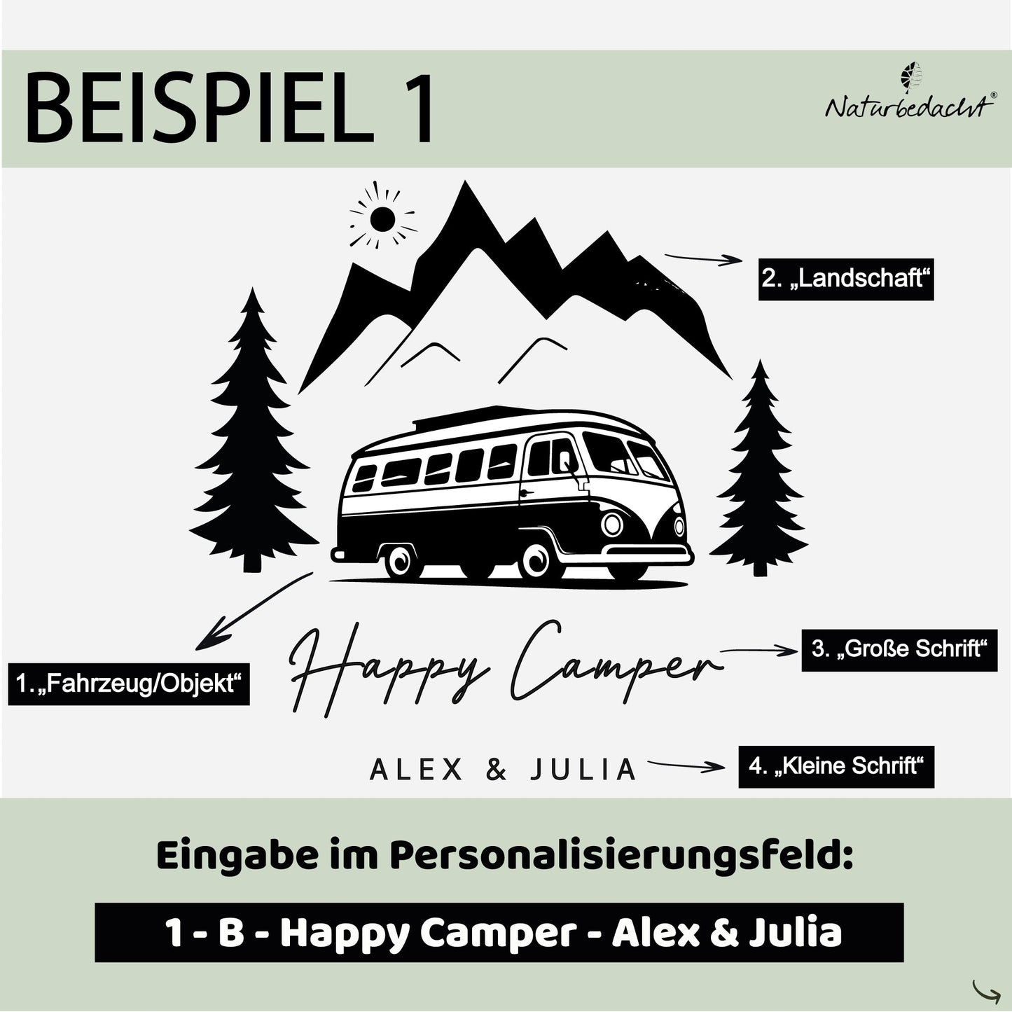 Personalisiertes Schneidebrett aus Olivenholz - Camper (Brett mit Griff) - Naturbedacht kaufen