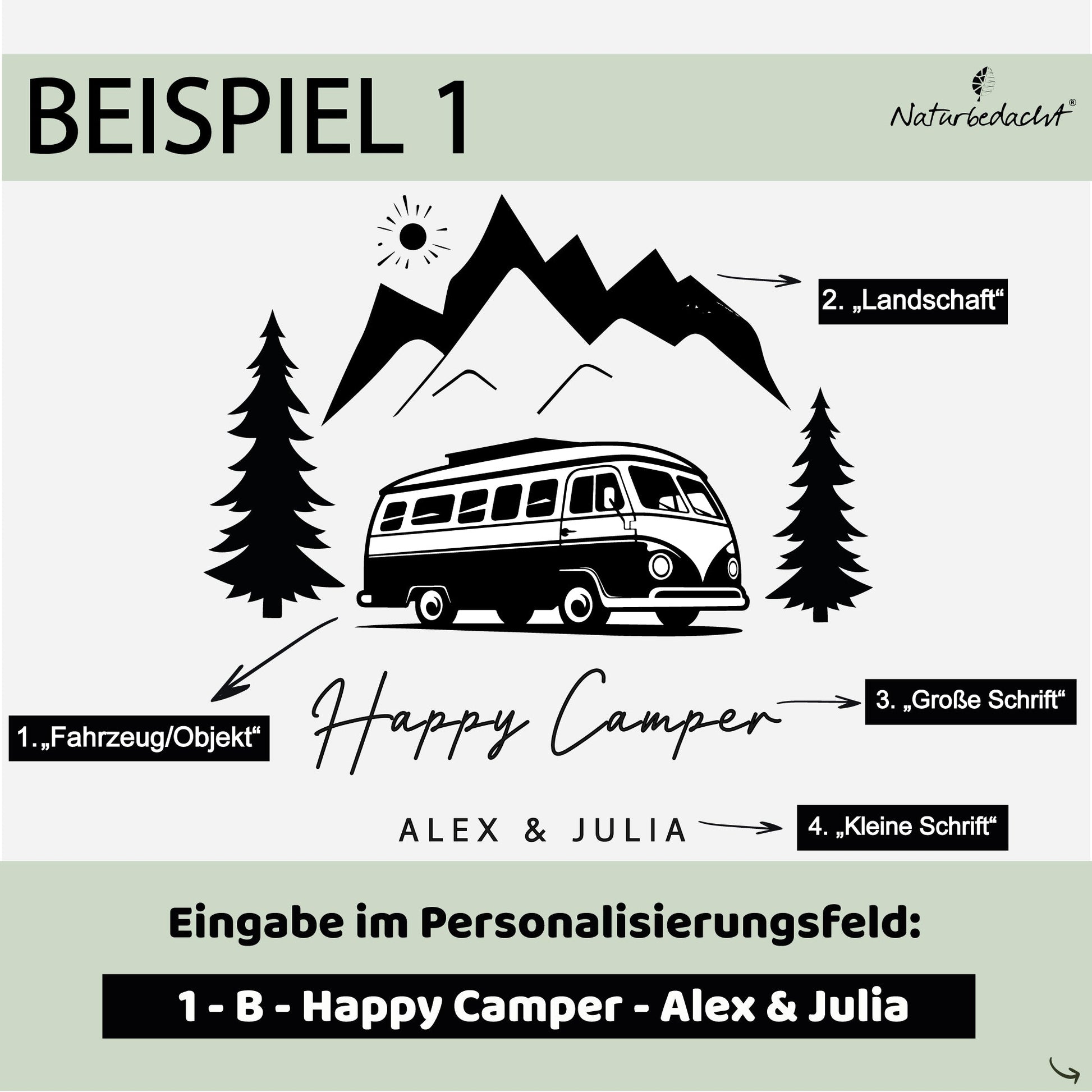 Personalisiertes Schneidebrett aus Olivenholz - Camper (Brett mit Griff) - Naturbedacht kaufen