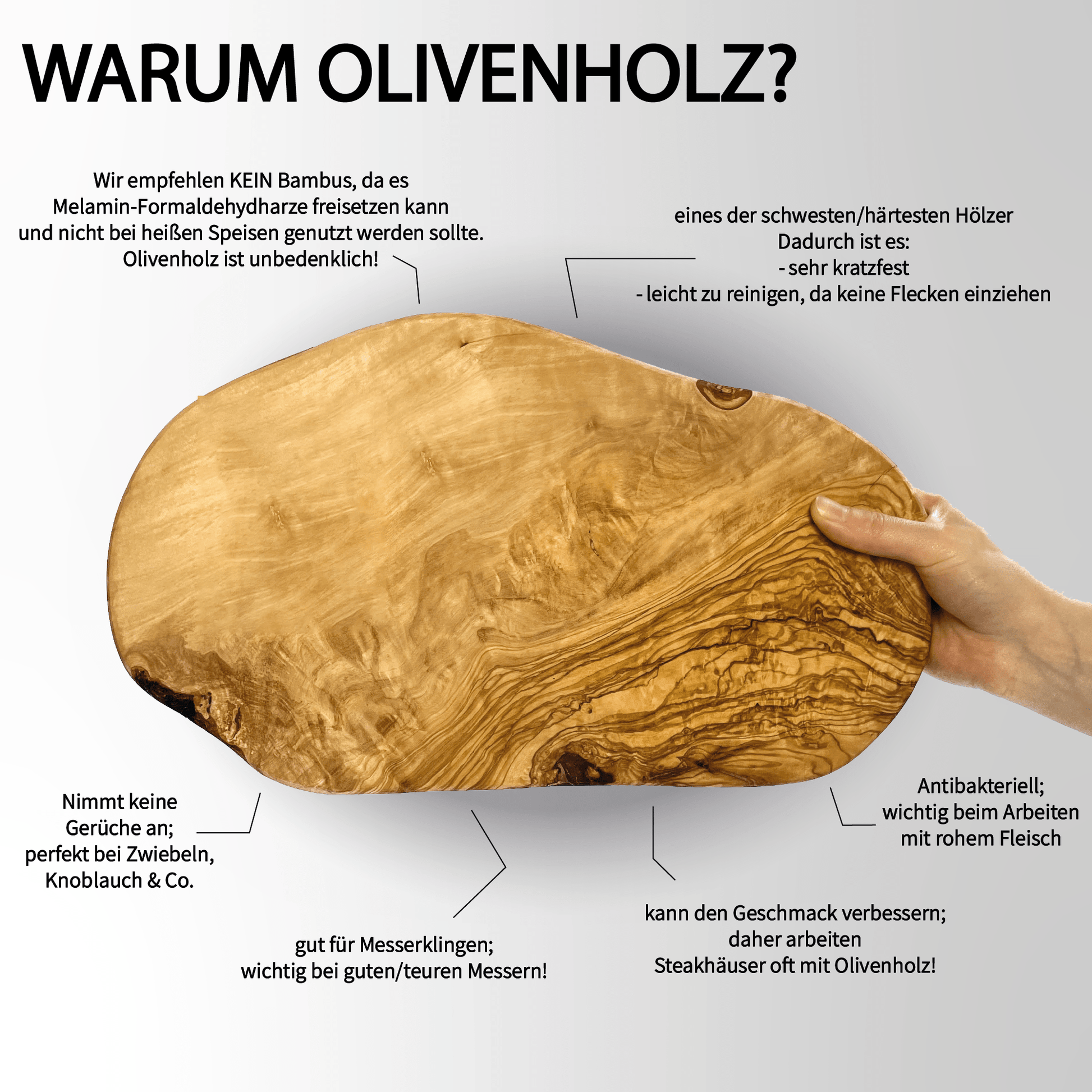 Personalisiertes Schneidebrett aus Olivenholz - Namen und Datum - Naturbedacht kaufen