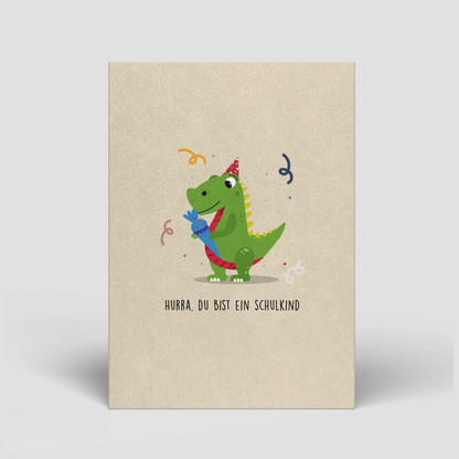 Postkarte - Einschulung - Dino mit Schultüte - Nr. 91 - Naturbedacht kaufen
