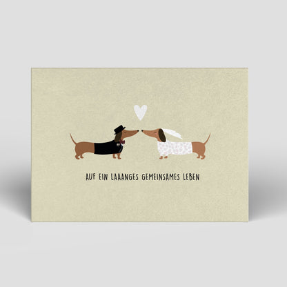 Postkarte - Hochzeit - Dackel - Brautpaar - Nr. 103 - Naturbedacht kaufen