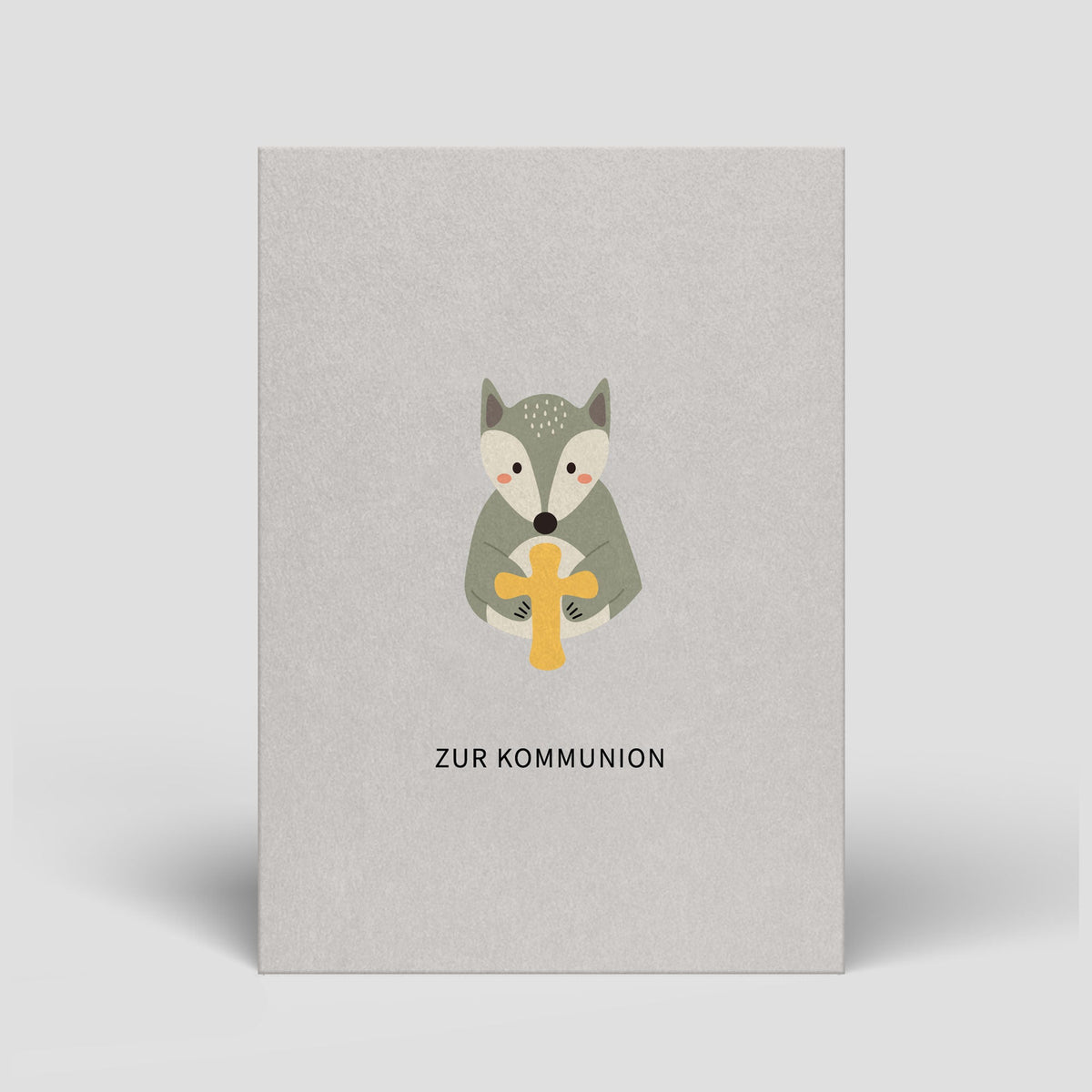 Kommunionspostkarte Nr. 319 mit Fuchs, Kreuz und Text „Zur Kommunion“