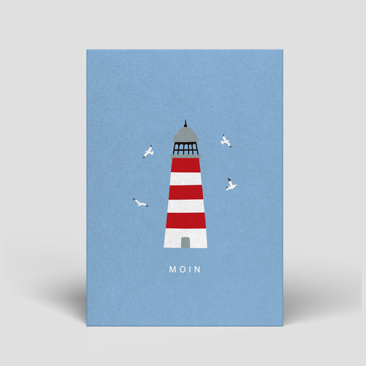 Postkarte Maritim - Leuchtturm mit Moin - Nr. 128 - Naturbedacht kaufen