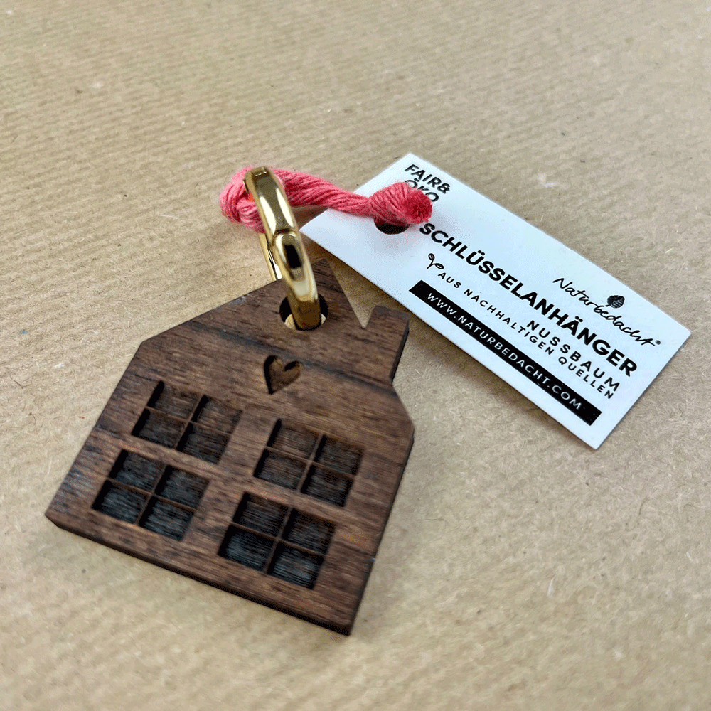 Schlüsselanhänger - Haus– Nr. 5 - Naturbedacht kaufen