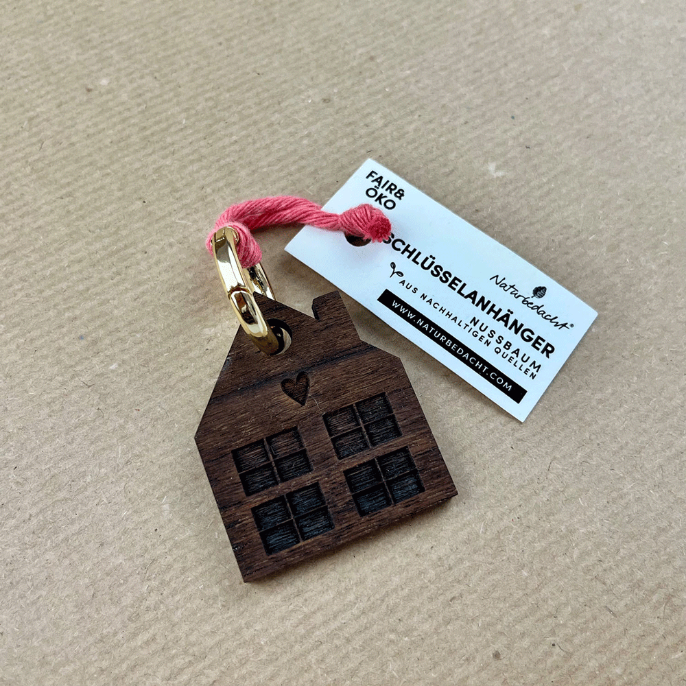 Schlüsselanhänger - Haus– Nr. 5 - Naturbedacht kaufen