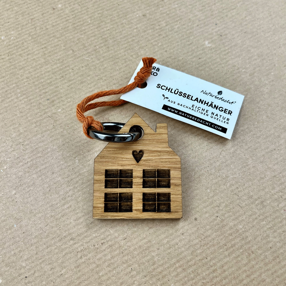 Schlüsselanhänger - Haus– Nr. 5 - Naturbedacht kaufen