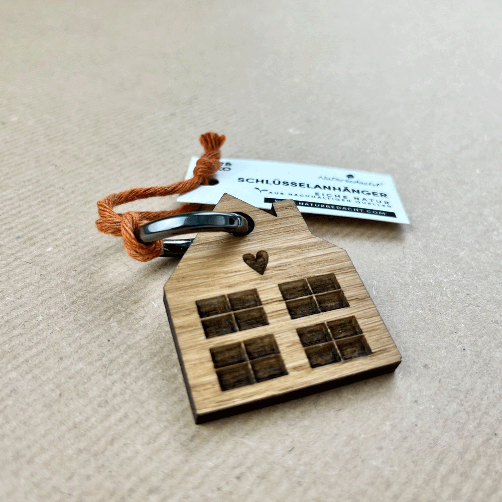 Schlüsselanhänger - Haus– Nr. 5 - Naturbedacht kaufen