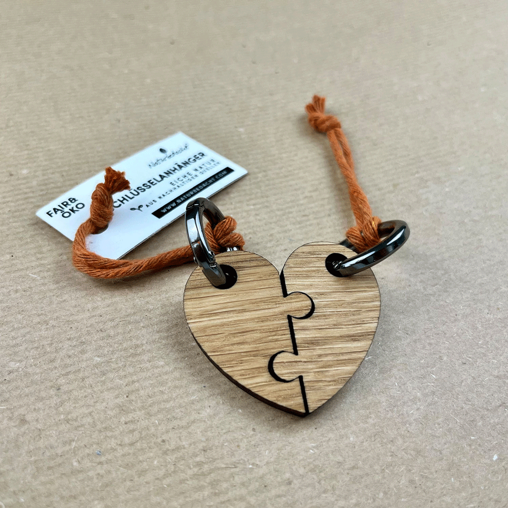 Schlüsselanhänger - Herzpuzzle – Nr. 16 - Naturbedacht kaufen