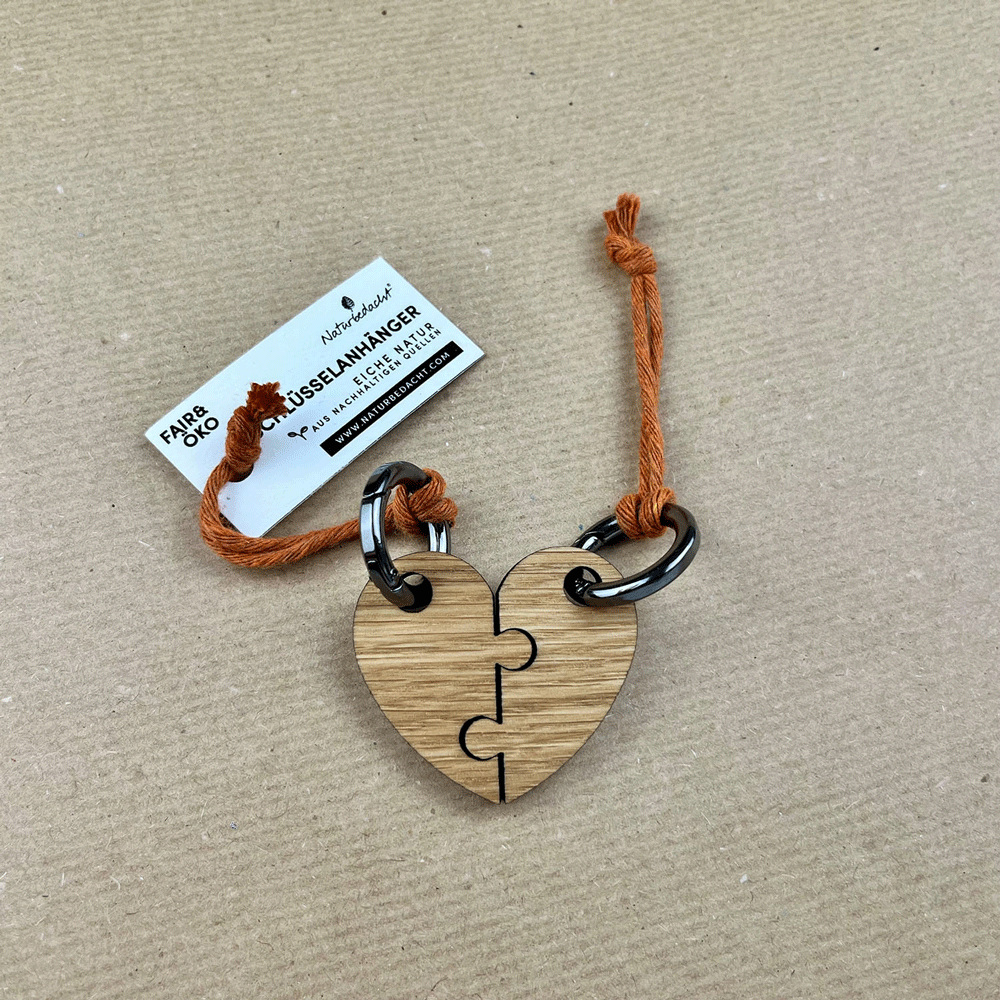 Schlüsselanhänger - Herzpuzzle – Nr. 16 - Naturbedacht kaufen
