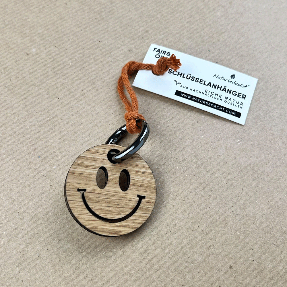 Schlüsselanhänger - Smiley – Nr. 6 - Naturbedacht kaufen