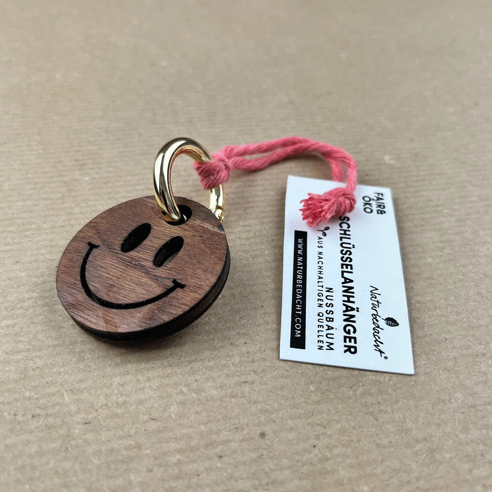 Schlüsselanhänger - Smiley – Nr. 6 - Naturbedacht kaufen