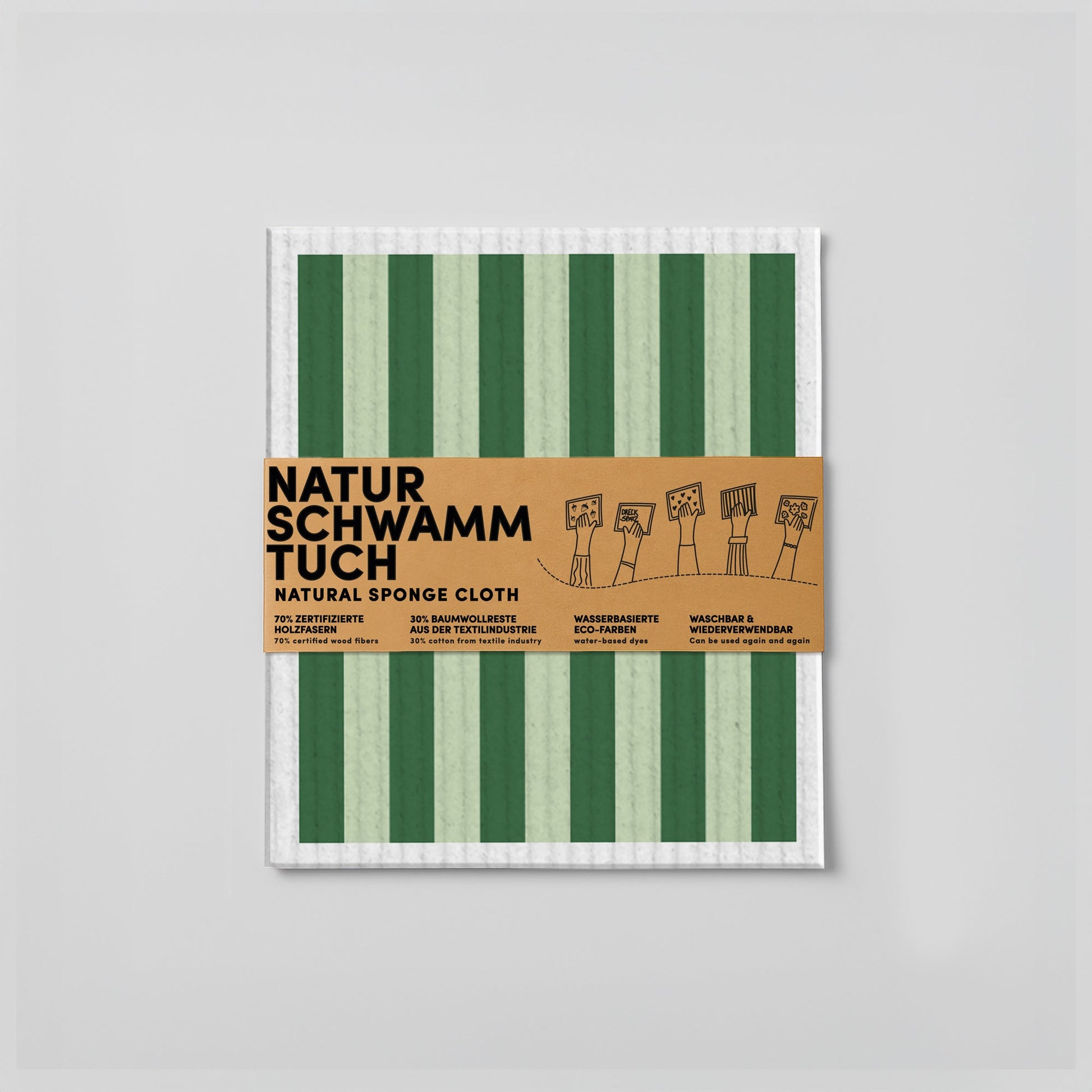 Schwammtuch - Naturschwammtuch - Streifen - Grün - Nr. 6 - Naturbedacht kaufen