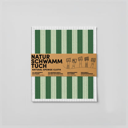Schwammtuch - Naturschwammtuch - Streifen - Grün - Nr. 6 - Naturbedacht kaufen