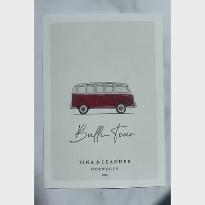 Personalisiertes Poster für Camper - Handgemalter Bulli