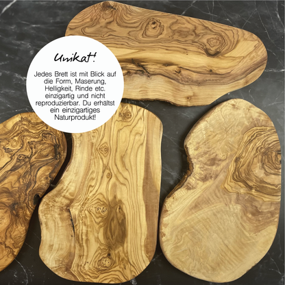Personalisiertes Schneidebrett aus Olivenholz - Namen und Datum