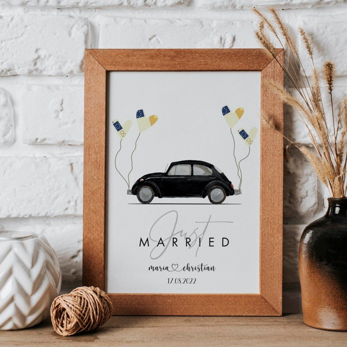 Geldgeschenk zur Hochzeit - Handgemalter Oldtimer - Naturbedacht kaufen