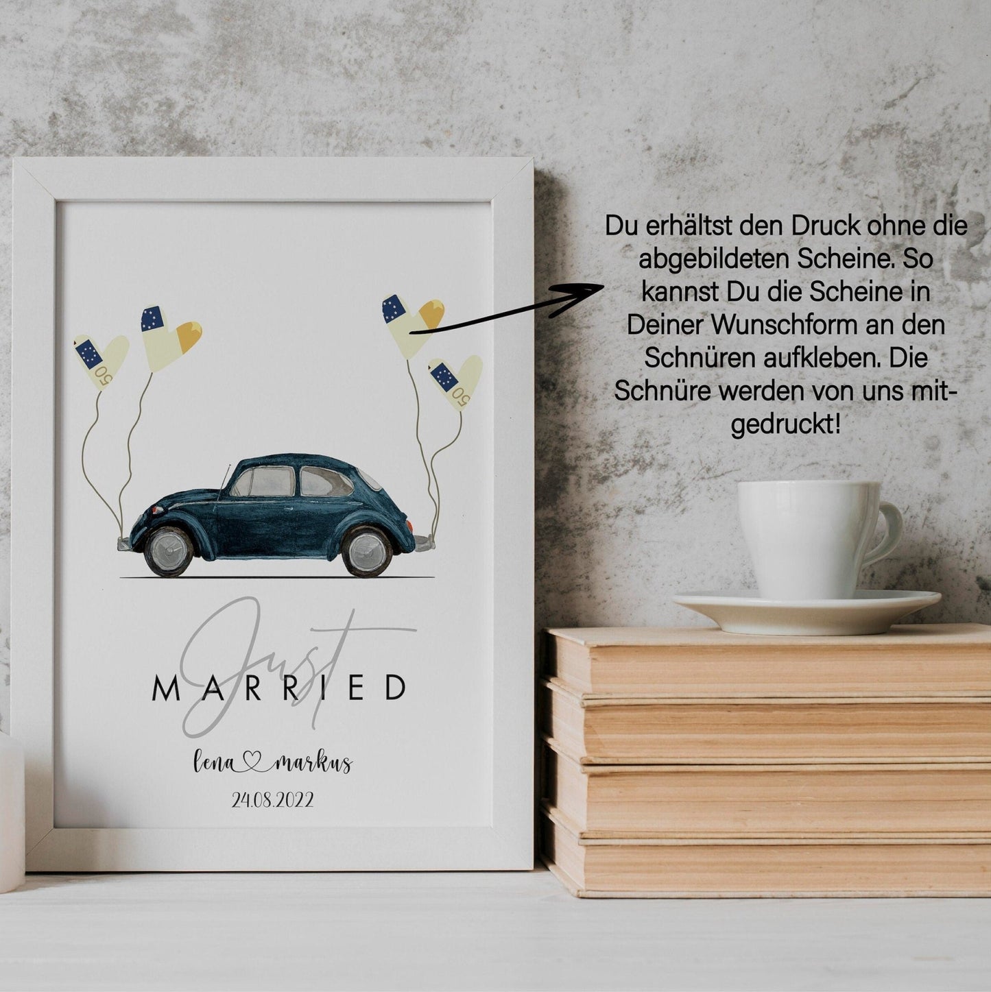 Geldgeschenk zur Hochzeit - Handgemalter Oldtimer - Naturbedacht kaufen