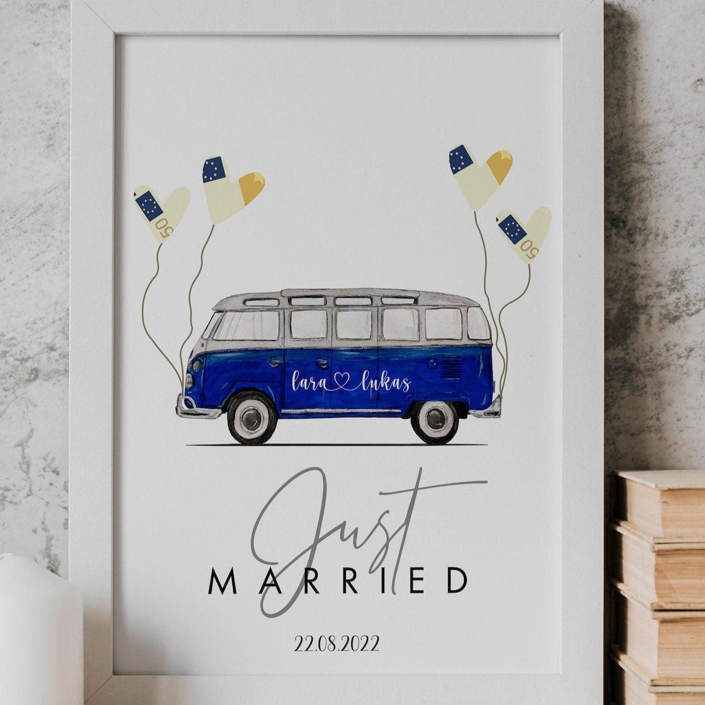 Geldgeschenke Hochzeit - Handgemalter Oldtimer - Digitaler Download