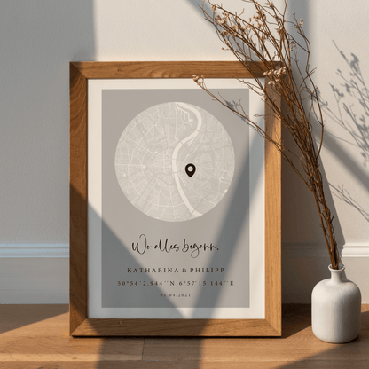 Personalisierte Map - Kleiner Kreis - "Wo alles begann" - Naturbedacht kaufen