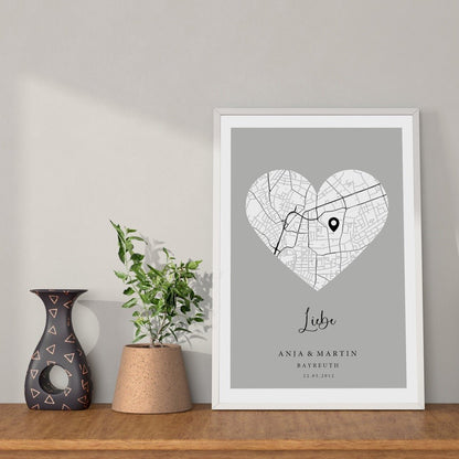 Personalisierte Map - Kleines Herz - "Dort, wo alles begann." - Naturbedacht kaufen