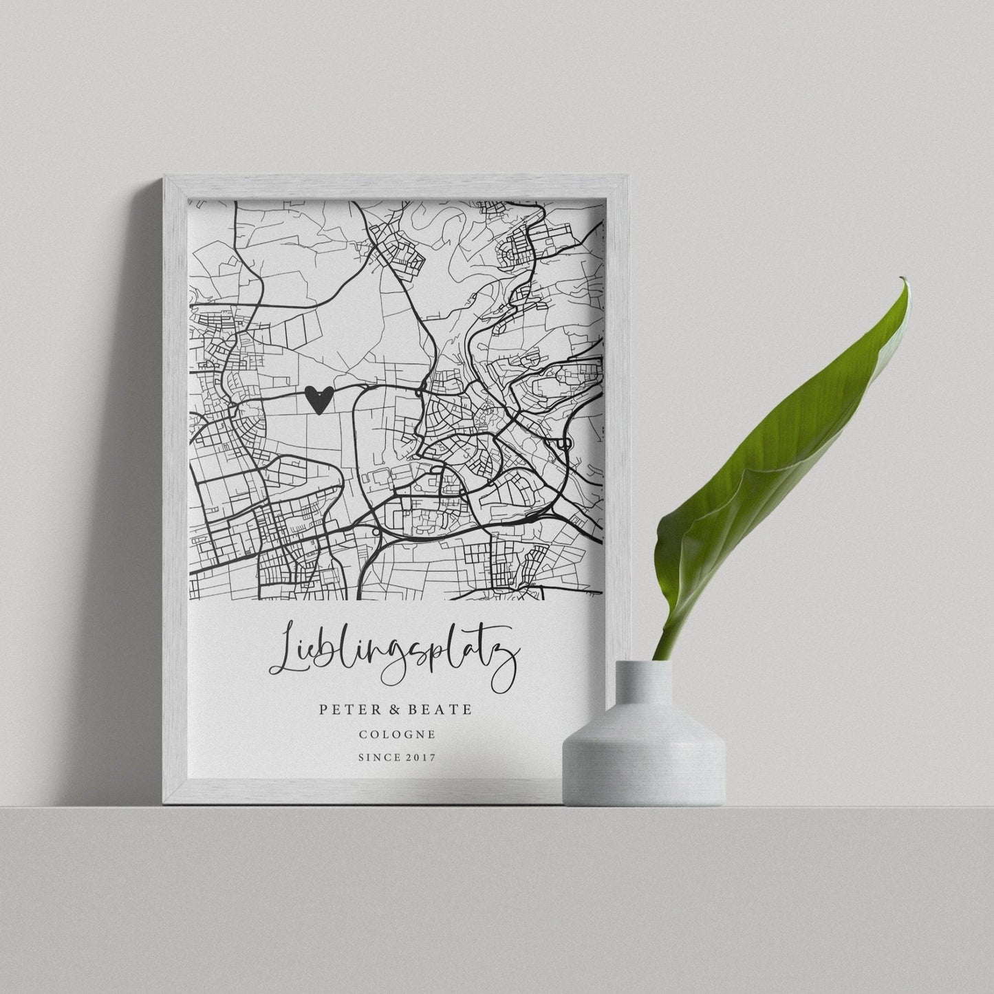 Personalisierte Map - Teilflächige Karte mit Herz - "Dort, wo alles begann." - Naturbedacht kaufen