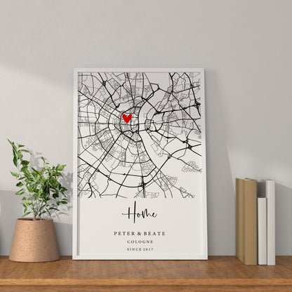 Personalisierte Map - Teilflächige Karte mit Herz - "Dort, wo alles begann." - Naturbedacht kaufen