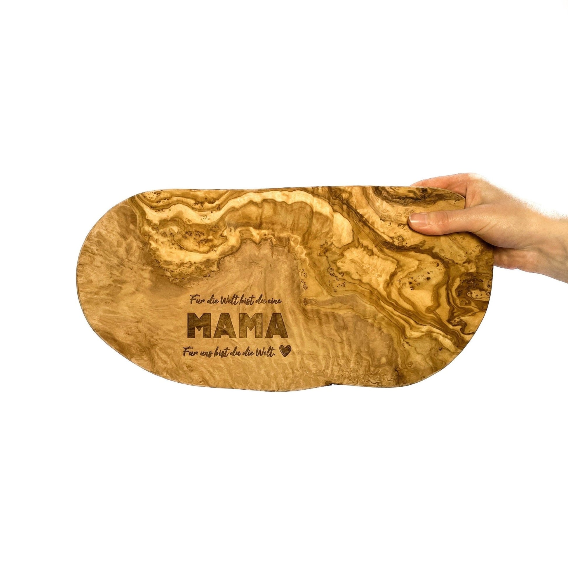 Personalisiertes Schneidebrett aus Olivenholz als Geschenk zum Muttertag - Naturbedacht kaufen