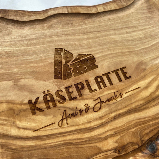Personalisiertes Schneidebrett aus Olivenholz - Käseplatte - Naturbedacht kaufen