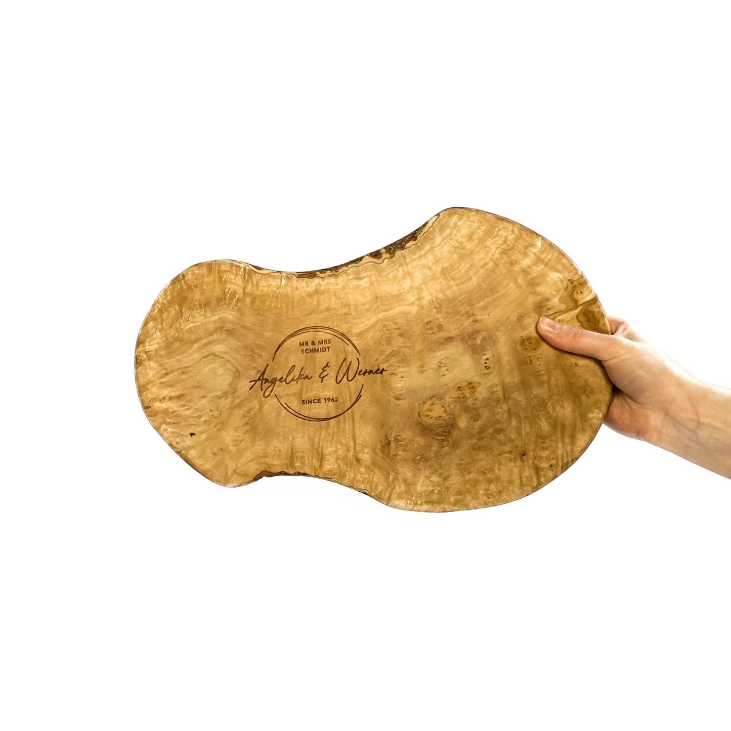 Personalisiertes Schneidebrett aus Olivenholz - Paar Geschenk - Naturbedacht kaufen